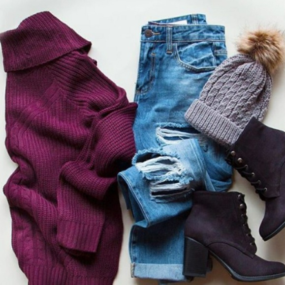 S. the Widow Sweaters - BARDOT Plum Knit Sweater